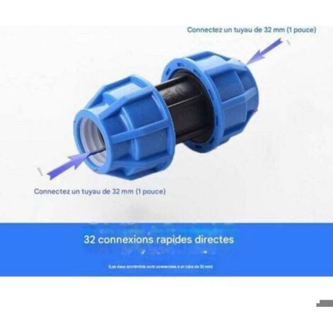 Lot de 4 raccords de tuyaux d'eau, connecteur droit en plastique PE de 32 mm à 32 mm, adaptateur de tuyau d'eau (1/4)