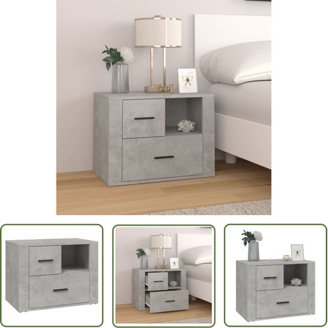 The Living Store Nachttisch Betongrau 60x36x45 cm Holzwerkstoff - Nachttisch - Wohnzimmermöbel - Bettseitentisch - Holzmöbel - Grau (1/5)