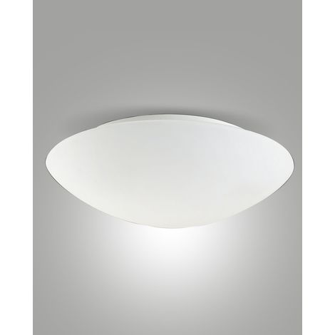 Plafoniera Pandora E27 2x75W in metallo e vetro soffiato bianco, Diametro 460mm, compatibile Smart Luce - Fabas Luce