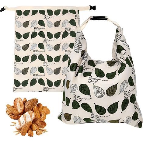 Set mit 2 Brottüten aus recycelter Baumwolle – 43 x 33 cm, doppelt genäht, luftdichter Verschluss – Ideal für selbstgebackenes Brot, Baguettes und Sauerteigbrot (1/5)