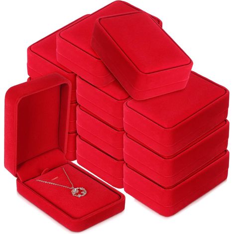 Boîte à Bijoux en Velours Rouge pour 12 Pendentifs Coffret de Rangement pour Colliers et Bijoux Boîte Présentoir pour Mariage Anniversaire ou Présent Spécial (1/5)