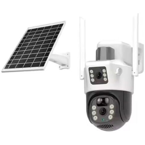 Caméra solaire - - 4K - Double objectif - Vision nocturne - Alimentation solaire (1/4)
