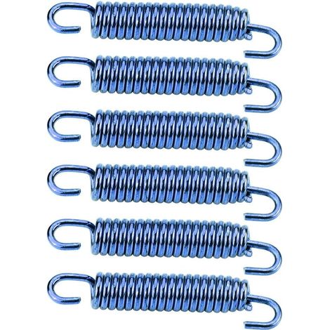 6 pièces 65mm Crochets de Ressort de Tuyau d'échappement de Moto en Acier Inoxydable Silencieux Tuyau Crochets de Ressort pour Moto Scooter ATV Bleu