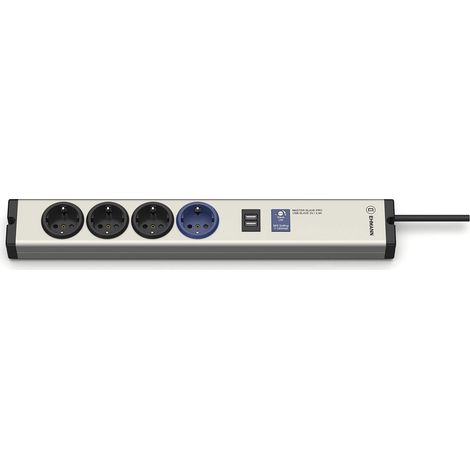 Bloc multiprise Master/Slave en aluminium, 4 prises + 1 USB, seuil de commutation réglable 7-100 W (1/5)
