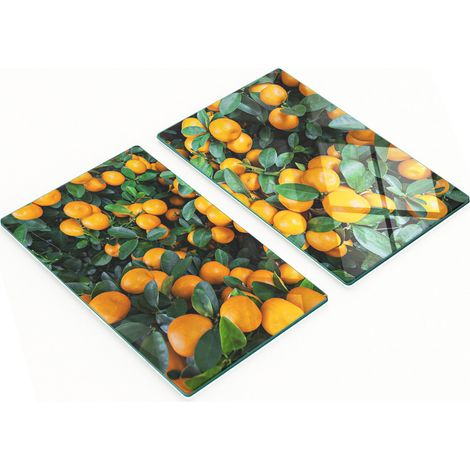 Tableros de vidrio decorativos multifuncionales con estampado de mandarina, 2x30x52 cm.