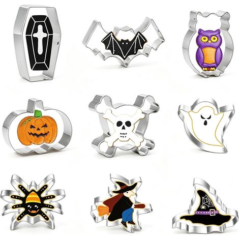 Lot de 9 Emporte Pièces Halloween Citrouille Fantôme Chauve-Souris (1/5)