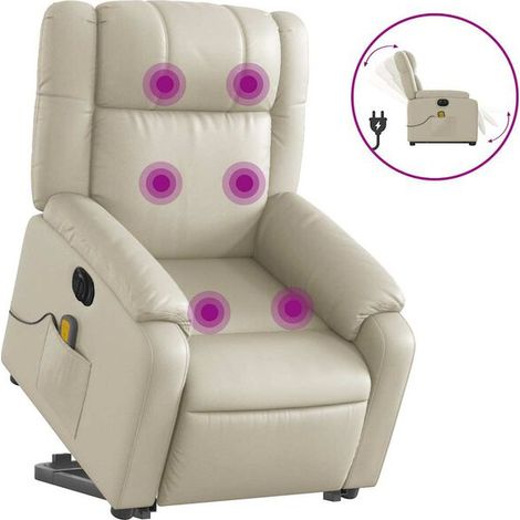 Fauteuil inclinable de massage électrique en similicuir beige (1/5)