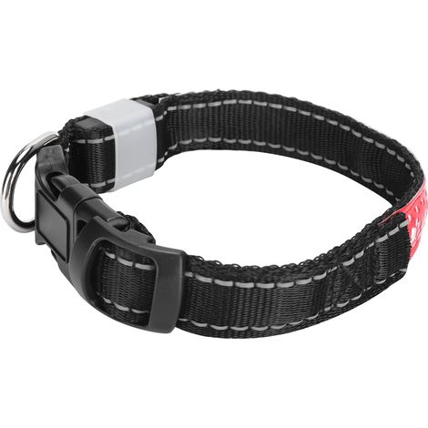 Collier LED réglable pour animaux de compagnie, rechargeable par USB, en cuir souple, avec éclairage de sécurité nocturne, taille S. Collier de sécurité nocturne pour chien. (1/5)