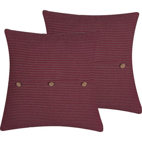 Conjunto de 2 cojines decorativos rayas rojas cuadrado 43 x 43 cm decoración moderna Campanula