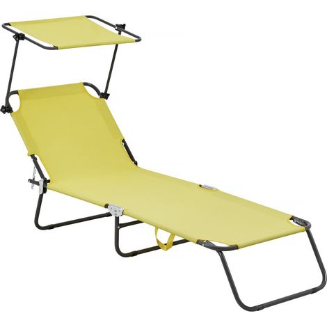 Lettino prendisole pieghevole "Lazy" - Con parasole - Giallo