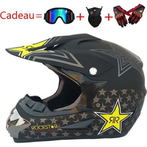 Casque Moto - Pleine Couverture - Pour Motocross Et Hors-Route - Tailles M L XL - Blanc Ou Noir (1/4)