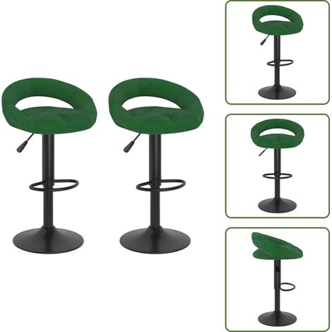 The Living Store Taburetes de cocina 2 unidades terciopelo verde oscuro - Taburete de bar