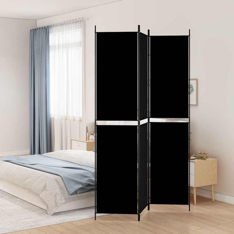 Cloison de séparation 3 panneaux Noir 150x220 cm Tissu (1/5)