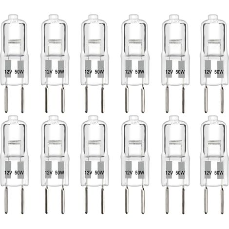 GY6.35 50W Dimmable Halogen Bulb, G6.35 AC/DC 12V, 650lm Warm White 2700K, GY6.35 Halogen for Chandelier, Desk Lamp, Landscape Lighting, Pack of 10 (1/5)
