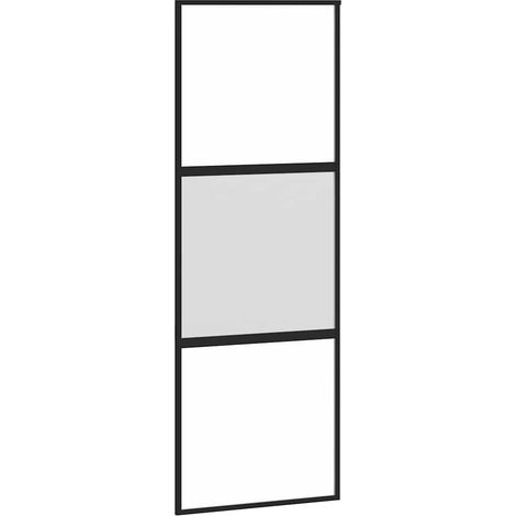 Porte coulissante,Porte intérieure,Porte d'entrée noir 76x205 cm verre trempé aluminium CFW17045 (1/5)