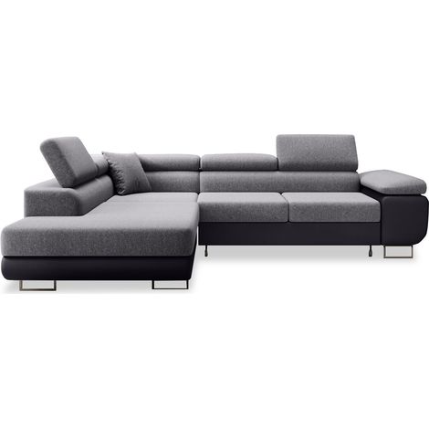 Canapé d'angle gauche convertible Marius Gris et Noir (1/5)