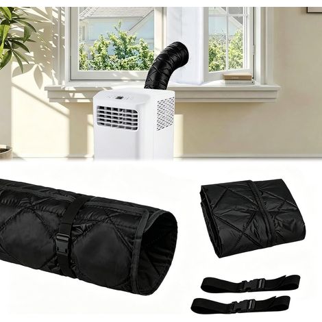 Sollbry 53cm×148cm Gaine Isolante climatisation pour Tuyau de Climatiseur,pour Tuyaux D'échappement de 15CM de Diamètre,avec 2 Bandes à Boucle,noir (1/5)