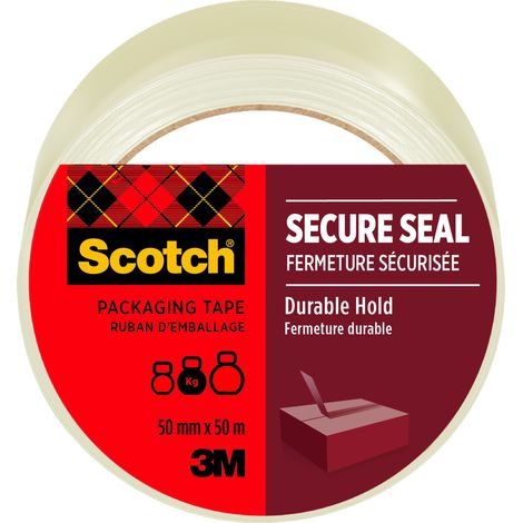 Rubans adhésifs d’emballage Scotch® pour fermeture sûre, transparent, 50 mm x 50 m, 3 rouleaux au total