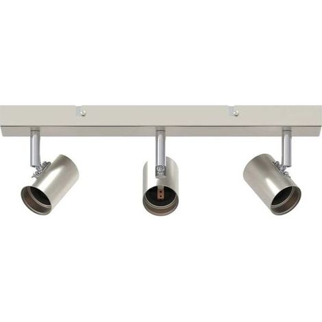 Spot de plafond nickelé, 38 x 6,5 x 11,5 cm, matériau métallique. (1/5)