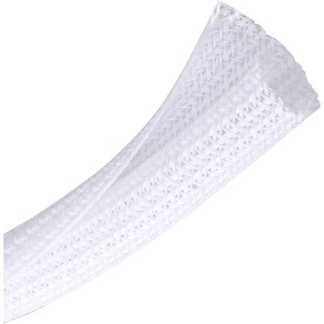 Gaine de câble tressée - 2 m - Diamètre 19 mm - Protection de câble - Extensible - Découpable - PET - Wit - Pour TV / Ordinateur / Home Théâtre / Compartiment moteur (1/5)