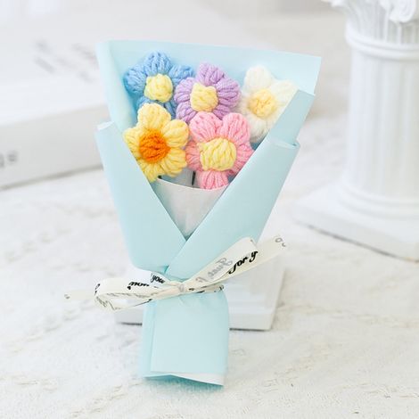 Bouquet De Fleurs En Peluche - Tournesol Et Marguerite Tricotés À La Main - Jouet En Peluche Doux Pour Cadeau - Décoration Intérieure (1/4)