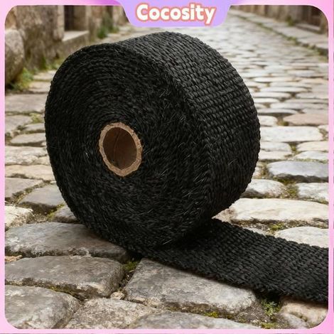 Cocosity Bande thermique d'échappement 5mmx50mmx10m/0.2inx2inx11yd Titanium Or échappement auto outil 1,5 mm  50 mm  5 m Noir (1/5)