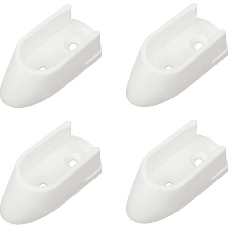 4x Support de tringle à visser ovale diamètre intérieur 15mm en plastique Meuble Penderie Armoire Garde robe Porte manteau, blanc