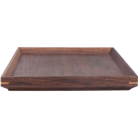 Rechteckiges Tablett aus schwarzem Nussbaumholz, kleines quadratisches Tablett für Obst, Gebäck, Kuchen, Brot, Tee, Zapfenverbindung, Holz im chinesischen Stil (1/5)