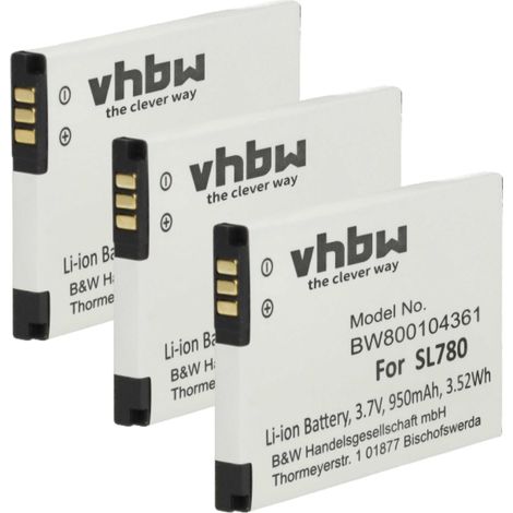 vhbw 3x Akku kompatibel mit Unify OpenStage SL4 Professional, OpenStage SL5, OpenScape SL5 schnurlos Festnetz Telefon (950 mAh, 3,7 V, Li-Ion)