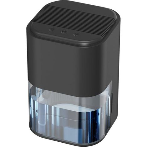 Déshumidificateur compact et silencieux 2L avec éclairage LED, pour pièce jusqu'à 20 m², purificateur d'air maison, noir (1/4)