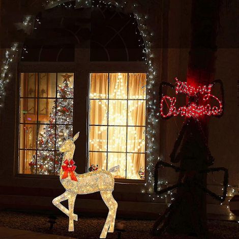 Beleuchtete Weihnachtshirsche für den Garten, Weihnachts-Rentierdekorationen mit LED-Lichtern, künstliche, vorbeleuchtete Weihnachtsdekoration für den Vorgarten (1/5)