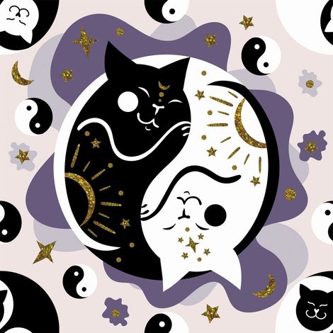 Tela decorativa para exteriores Oxford - Motivo de gatito Yin-Yang I DR229 (1/5)