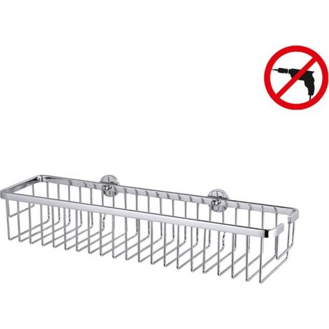 Tesa Aluxx Cesto de aluminio cromado para bañera/ducha 45x12,5 cm, Fácil instalación sin taladrar (40206-00000-00)