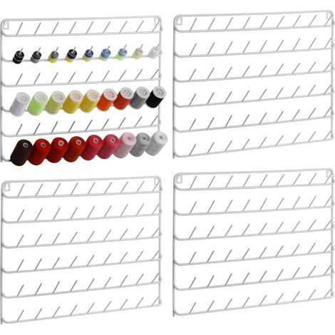 Lot de 4 porte-fils à coudre pour 54 bobines de fil à coudre - Support en métal à suspendre pour broderie, matelassage, couture (blanc) (1/5)