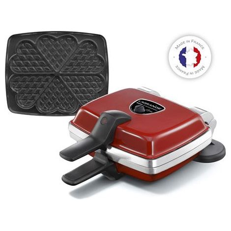 Set 1 jeu de plaques Gaufres coeur Lagrange Super 2 1000 W Rouge