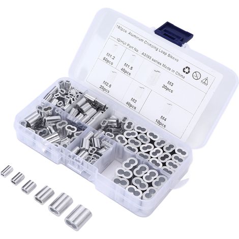 Kit 180 pièces Embouts de Câble Aluminium Double Barillet 6 Tailles Universel pour Extrémité de Fil et Corde (1/5)
