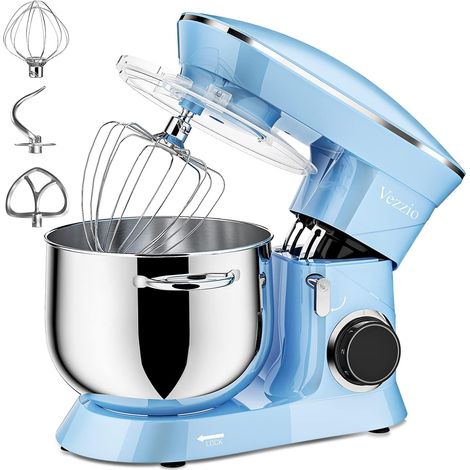 Multi-Function Kitchen Robot 8.5L 6 Speed Low Noise Kneader with Kneader Hook, Flat Beater, Wire Whisk (Blue) (1/5)