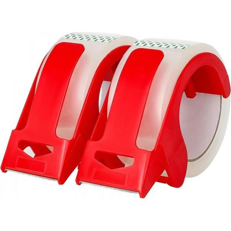 Ruban adhésif d'emballage transparent, distributeur rouge, 1,88 pouce x 55 y, 2 pièces, pour cartons de déménagement, ruban adhésif fort. (1/5)