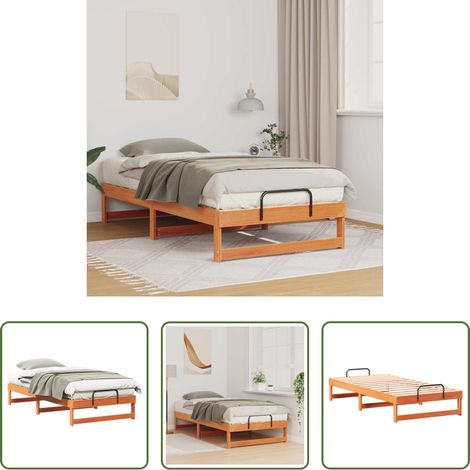 vidaXL Bois de pin -  Cadre de lit Marron 75 x 190 cm Pin massif (1/5)