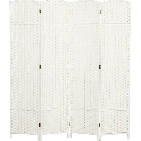 Biombo plegable de 4 paneles de madera blanca, 160 x 170 cm (1/5)