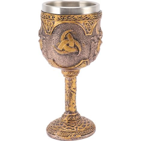 Gobelet nordique viking rétro en résine et acier inoxydable pour cocktails, whisky, vin rouge (1/5)