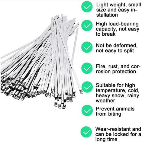 Collier Serrage Inox 100 Pièces,300mm×4,6mm Attache Câblées Acier Inoxydable, Collier de Serrage Inox Pour Enroulement D'échappement, Câbles Groupés, Entretenir les Clôtures et les Auvents (1/3)