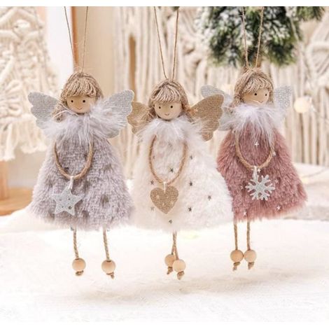 3 Pièces Ornements Darbres De Noël, Suspensions pour Sapin de Noël De Noël Ange, Decoration Noel Peluche Angel (1/3)