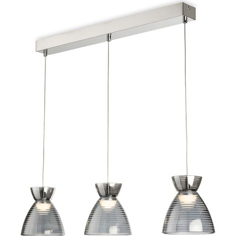 Firstlight Royale Barre lumineuse Royale 3 chromée avec verre décoratif fumé, 3 LED 406 lm 3000 K