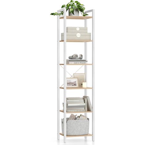 Estantería de 6 niveles abierta para oficina salón y dormitorio 40 x 30 x 178,6 cm blanca 120004190 (1/4)