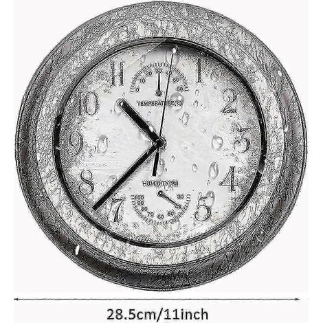 Nouveau produit, horloge extérieure étanche avec thermomètre, horloge murale en métal silencieuse (sans tic-tac) fonctionnant sur piles - Fian 2025 (1/2)