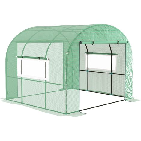 300 x 300cm Walk-In Polytunnel Greenhouse - Green