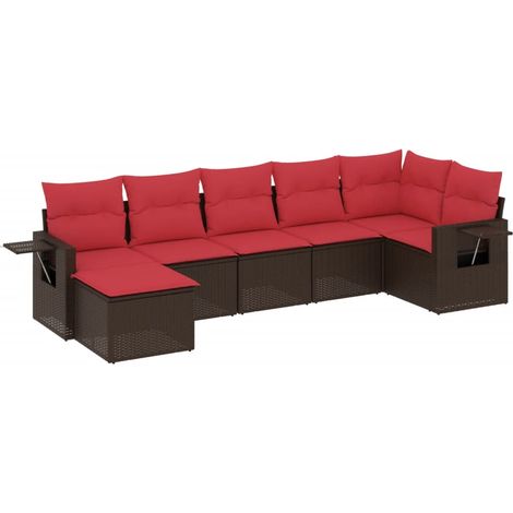 Maison Exclusive - 7-teiliges Gartensofa-Set mit Kissen, braun, P