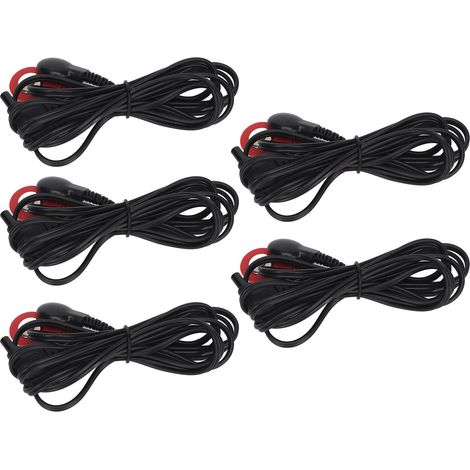 Électrodes de rechange 5 pièces, fil noir 2,35mm avec connecteur, câble de 1,5m pour appareil TENS, machine de thérapie numérique, électrodes adhésives de remplacement. (1/5)