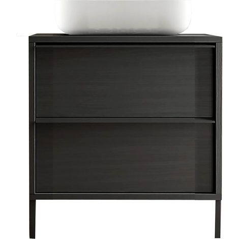 Meuble Vasque 79cm 2 tiroirs aspect bois noir - TERAS (1/5)